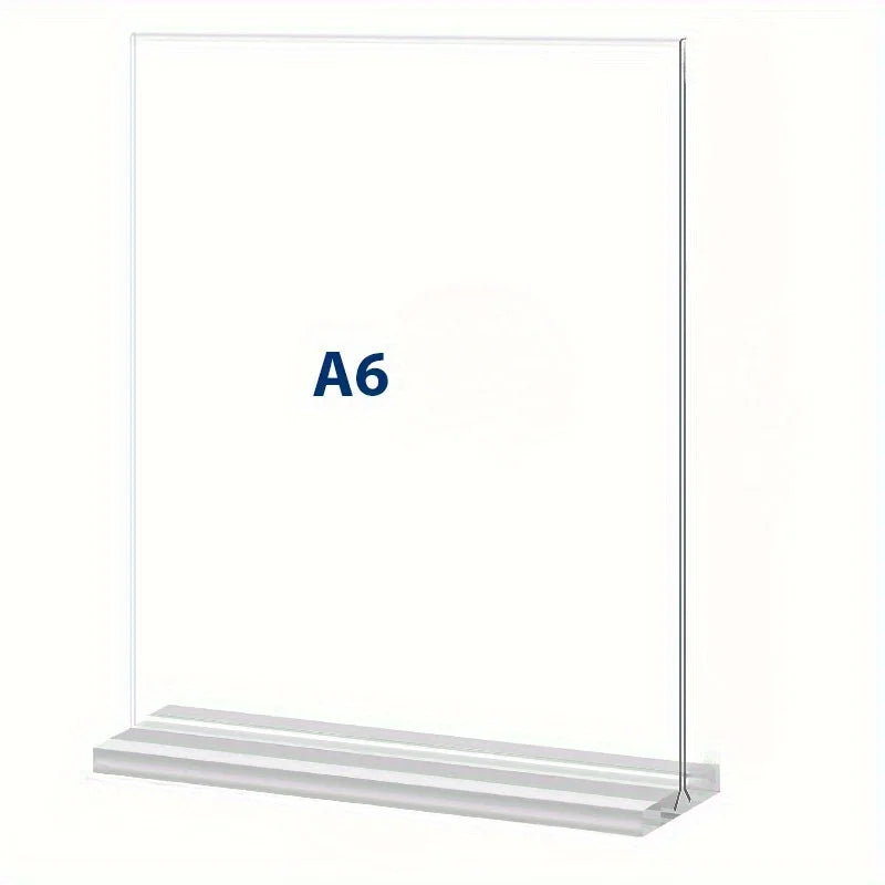 Acrylic Double-Sided T-Type Menu & Letter Board Display Stand Sign Holder Stand Babs A6