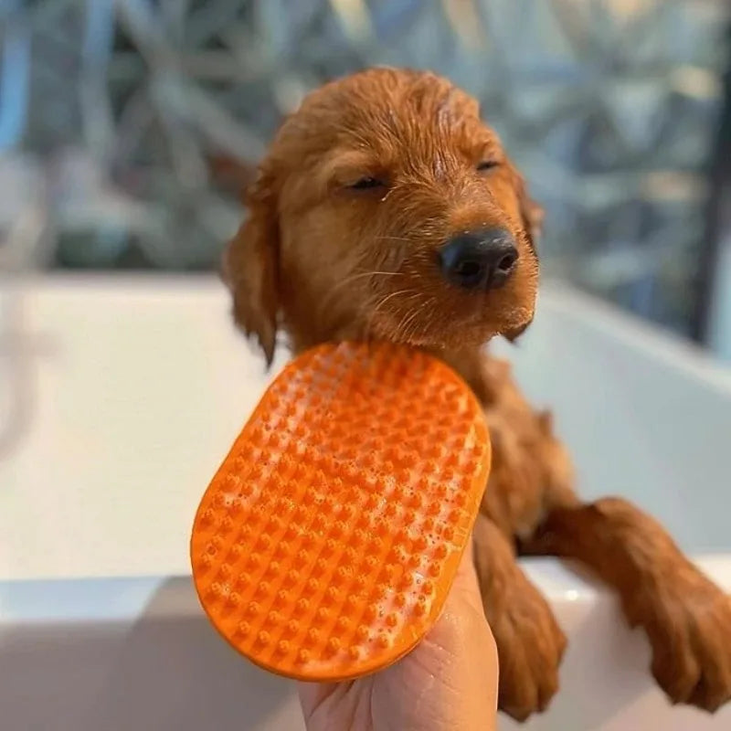 Dog Bath Brush – Rubber Grooming Curry Comb for Dogs & Cats Pet Grooming Brush Babs