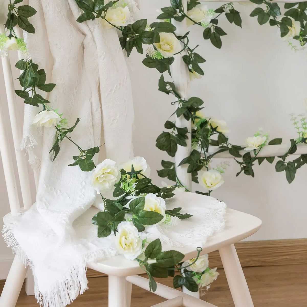 Artificial Rose Vine Silk Garland – Wedding & Home Décor, 220cm Silk Flower Garland Babs