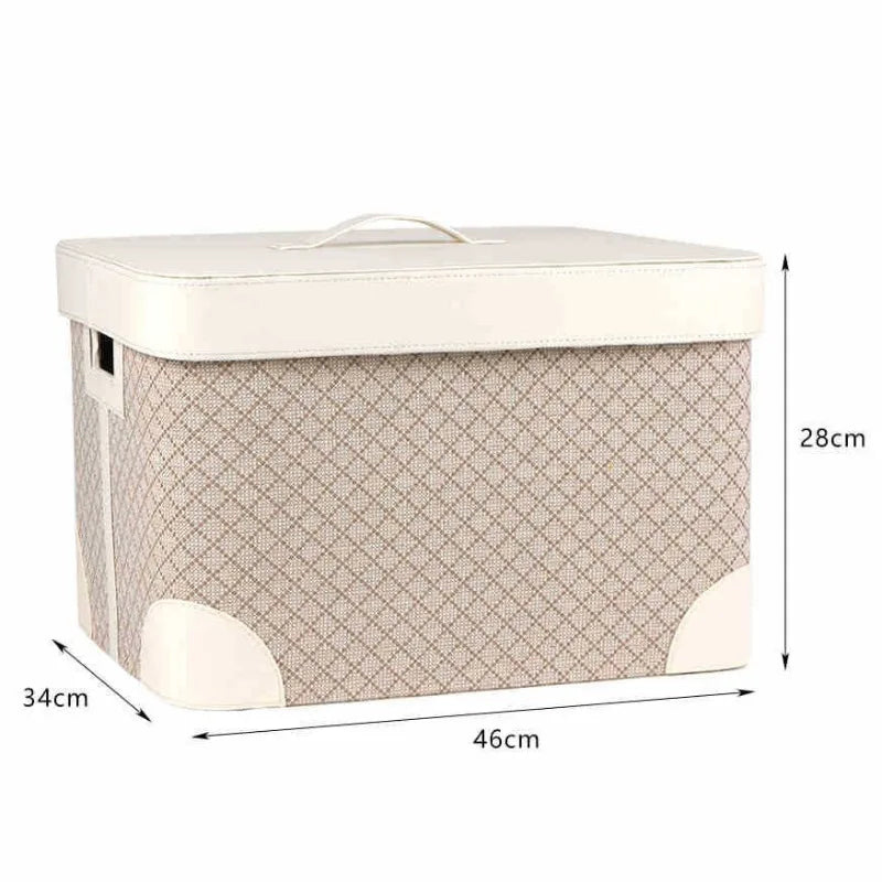 Large Leather Storage Box with Lid – Retro Luxury Organizer Leather Storage Box Babs White-Large