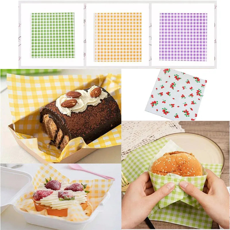 Gingham Wax Paper Sheets – Greaseproof Food Wrapping & Liners Food Wrapping Paper Babs