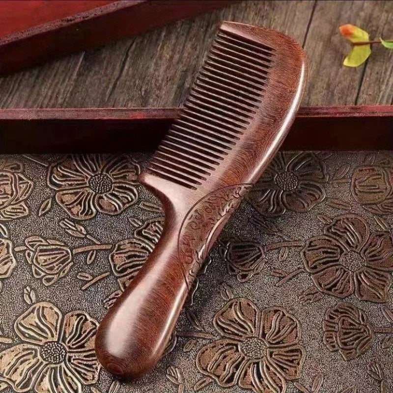 Vintage Sandalwood Double-Sided Comb – Detangle & Style Hair Styling Comb Babs 1pc
