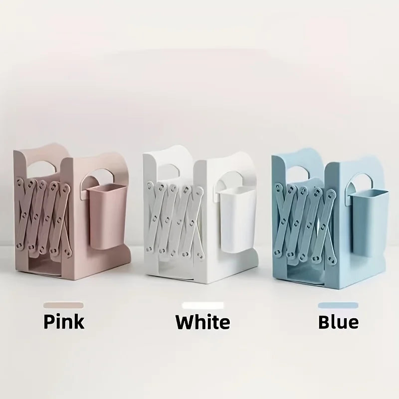 Retractable Bookends with Pen Holder | Foldable Desk Organizer Desktop Book Organizer Babs