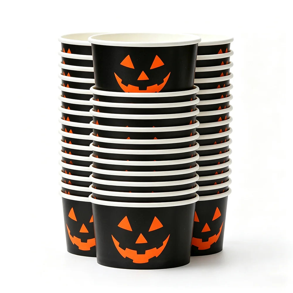 Halloween Pumpkin Jack-O-Lantern Disposable Paper Bowls 10/20/50pc Disposable Party Bowls Babs