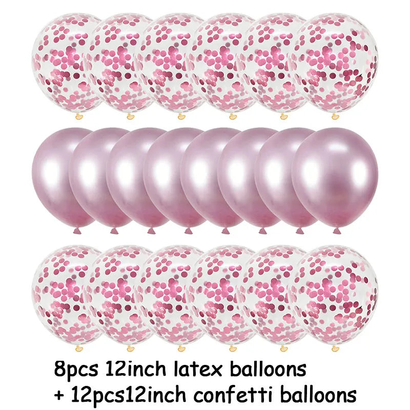20Pcs Rose Gold Confetti Metallic Balloons Party Decoration Set Party Balloon Set Babs 20pcs pink set 12inch