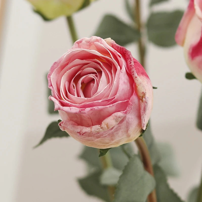 67cm Silk Burnt Edge Rose Branch – Autumn Artificial Flower Artificial Flower Branch Babs