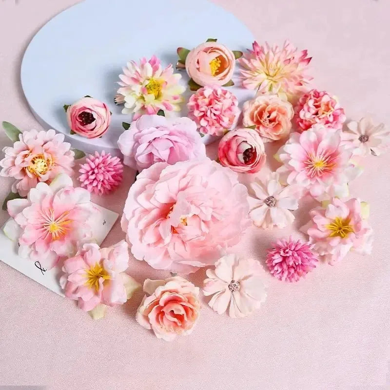 Silk Rose Artificial Flower Heads for Wedding & Home Décor Artificial Silk Flowers Babs Pink 21pcs
