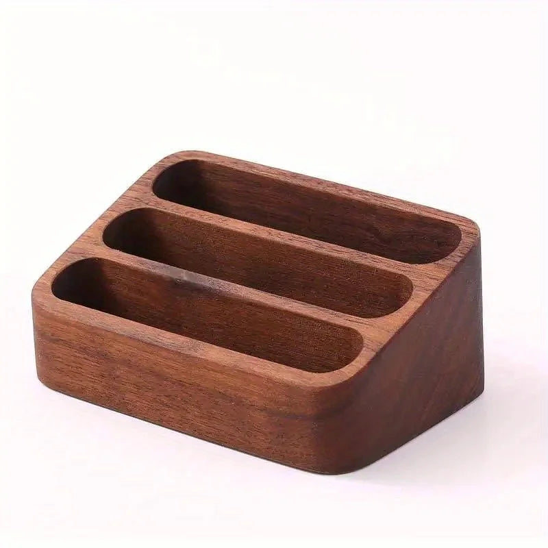 Wood Desktop Business Card Holder & Organizer Stand | Office Business Card Holder Babs Brown