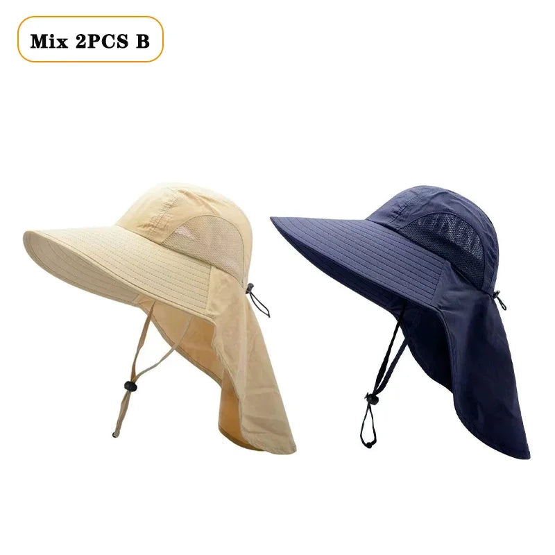 Waterproof Wide Brim Fisherman Sun Hat – UV Outdoor Protection Wide Brim Sun Hat Babs Mix 2PCS B