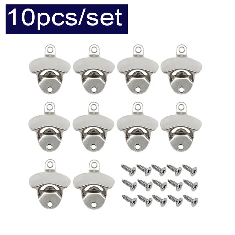 Vintage Wall Mounted Beer Bottle Opener – Zinc Alloy 10 Pack Bottle Opener Babs Sliver-10PCS