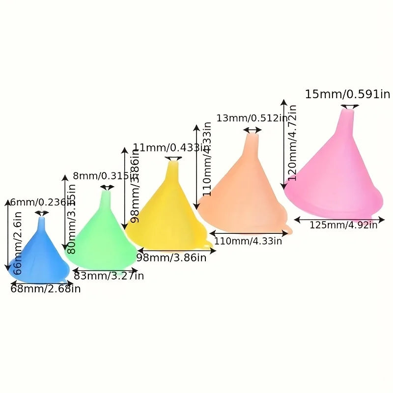 5-Piece Colorful Multi-Size Kitchen Funnel Set – Oil & Juice Kitchen Funnel Set Babs