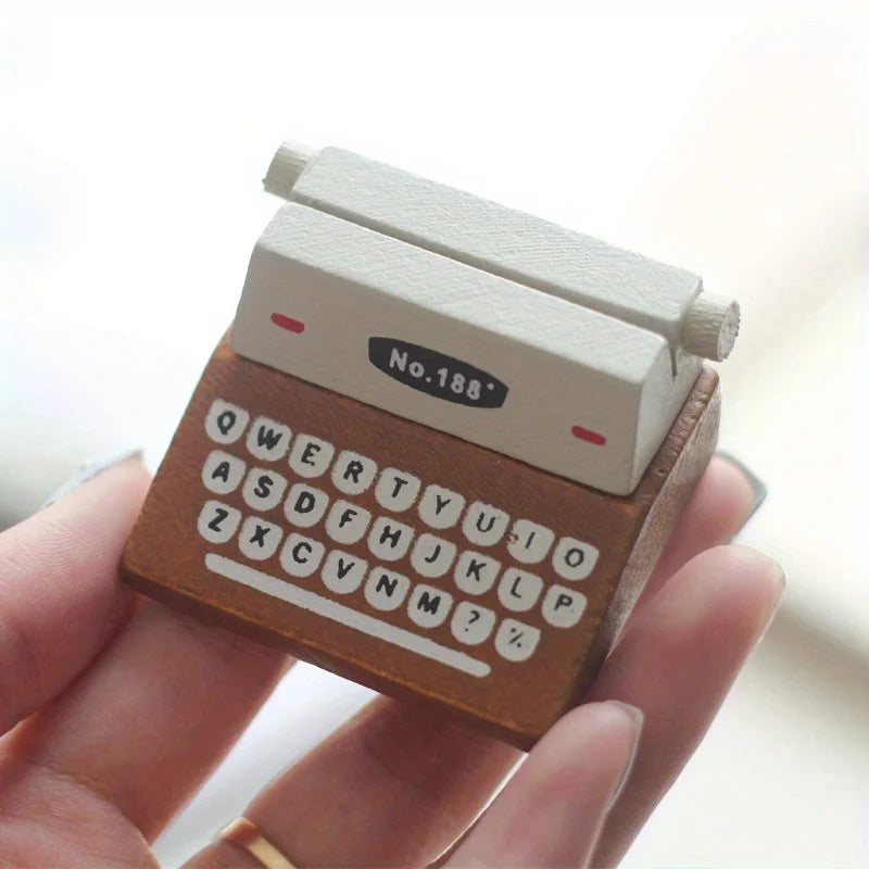 Retro Wooden Typewriter Message Clip | Desk & Home Decor Desktop Decor Clip Babs
