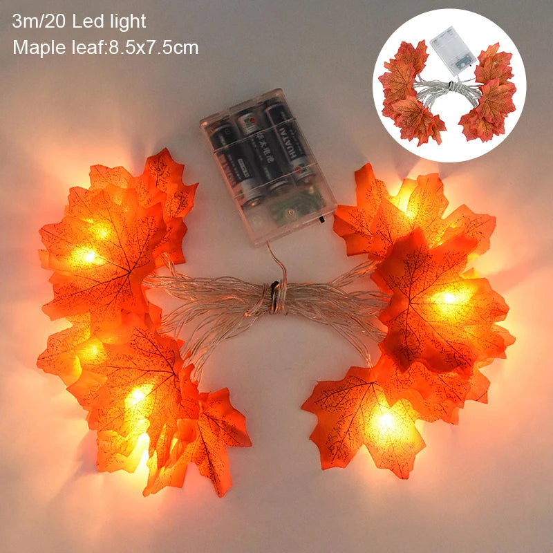 3M 20 LED Maple Leaf Fairy String Lights | Holiday Garland Decor LED Fairy String Lights Babs 5