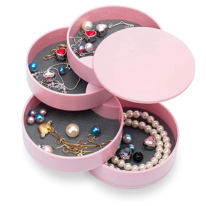4-Layer Rotating Jewelry Storage Box – Travel Organizer with Lid Jewelry Storage Box Babs