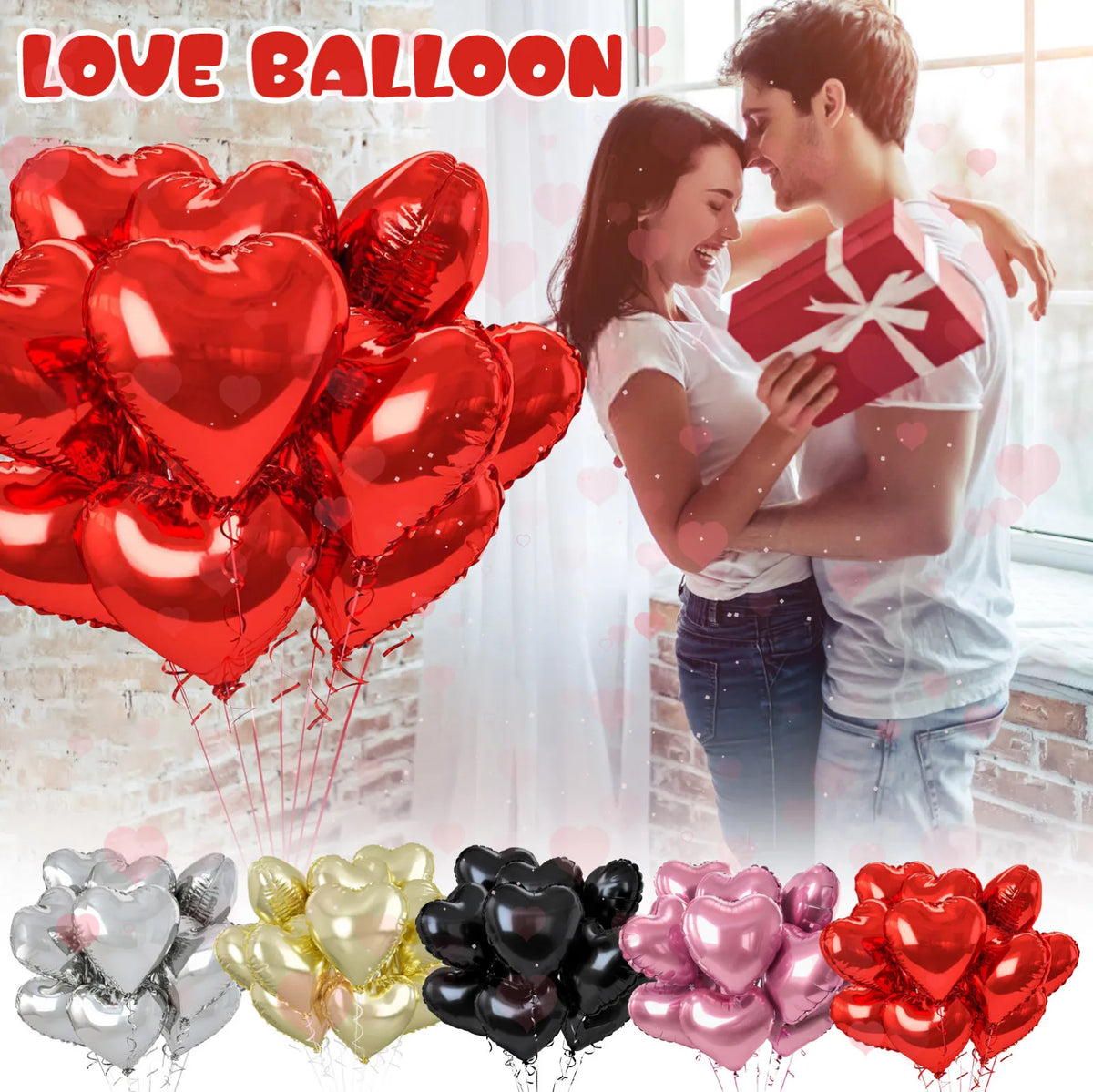 10Pcs 18" Heart Foil Balloons – Wedding & Party Decoration Foil Party Balloons Babs
