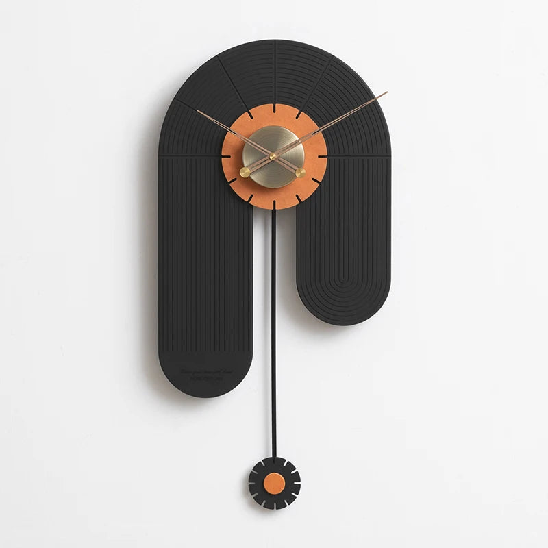 Large Pendulum Wood Wall Clock – Silent Quartz, Modern Décor Pendulum Wall Clock Babs Black 76X37.5CM