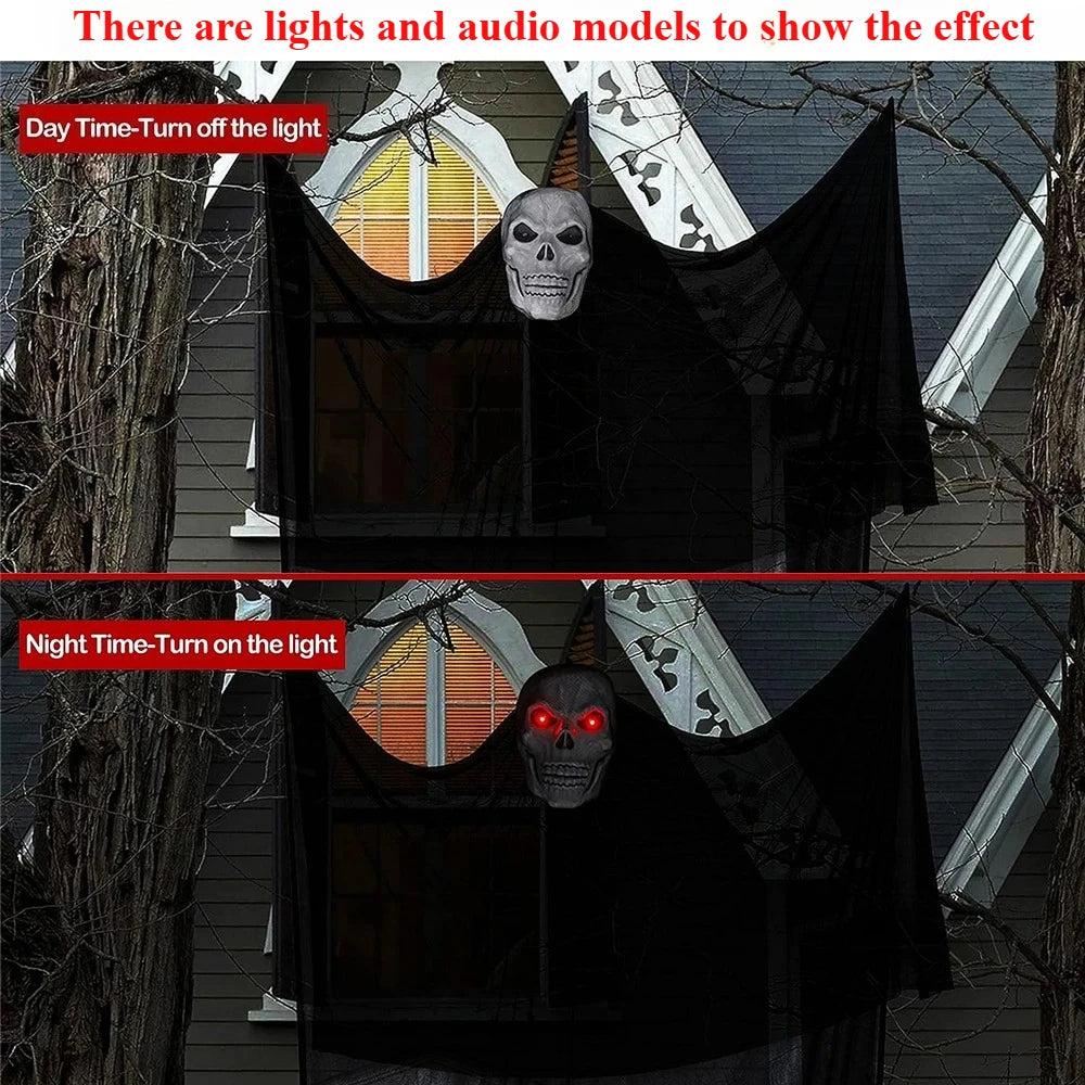 Halloween Hanging Ghost Decoration – Skull Mask, Light & Sound Halloween Decoration Babs