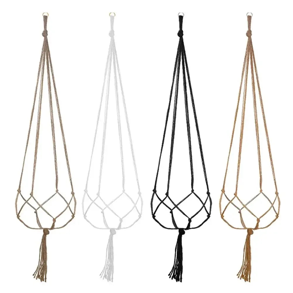 Macrame Hanging Plant Basket with Hook – Boho Planter Net Hanging Plant Basket Babs