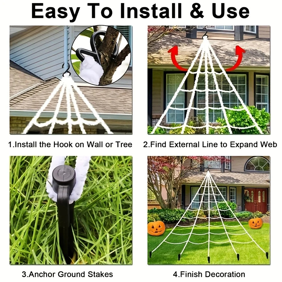 Giant Spider Web Halloween Outdoor Decoration – Lawn & Yard Halloween Decoration Babs