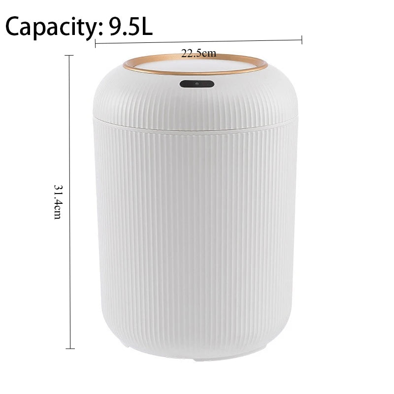 Smart Sensor Trash Can Auto-Open Lid Wastebasket for Home Smart Sensor Trash Can Babs White