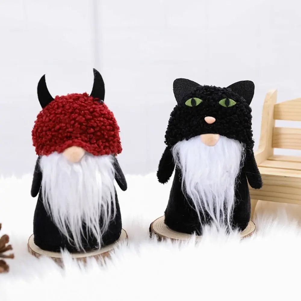 Fall Gnome Figurine Pumpkin Black Cat Halloween Ornament Gnome Figurine Babs