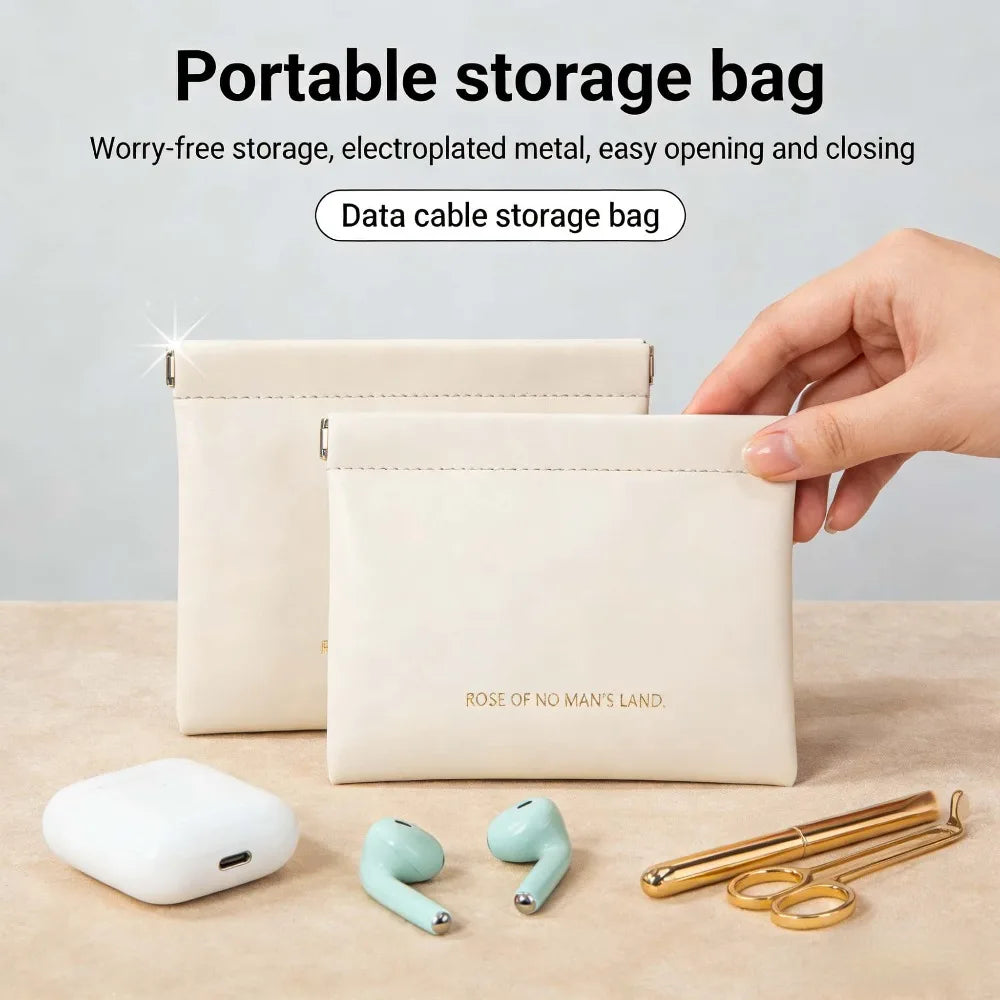 PU Leather Cable Organizer Pouch | Travel & Makeup Storage Bag Travel Organizer Pouch Babs