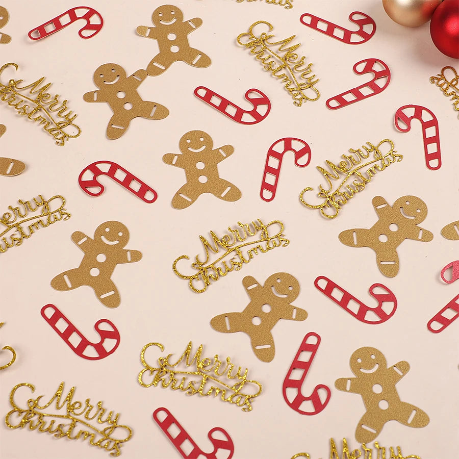 100pcs Glitter Christmas Gingerbread Confetti Table Scatter Christmas Party Confetti Babs