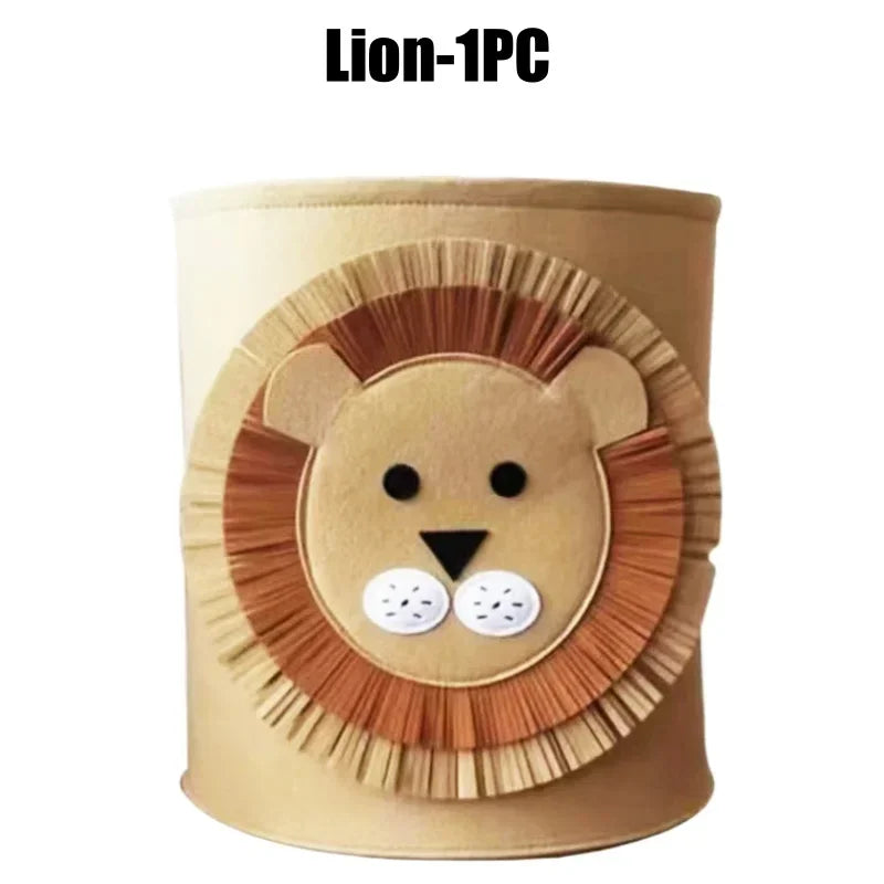 Foldable Cartoon Kids Felt Storage Basket & Toy Organizer Kids Storage Basket Babs Lion-1PC 35x35CM