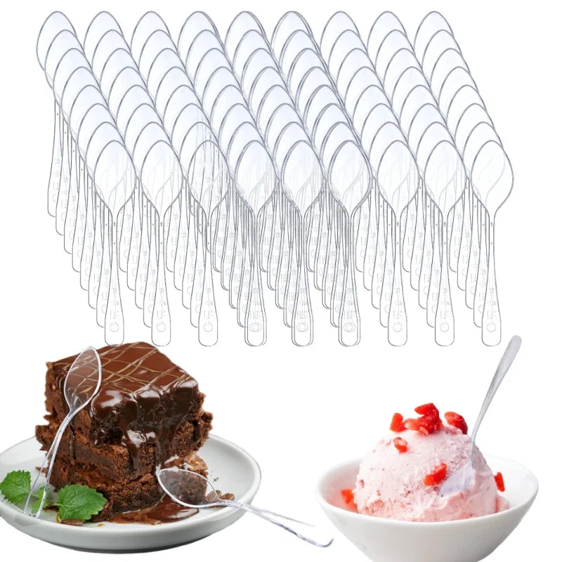 Clear Disposable Mini Tasting Spoons for Desserts & Parties Disposable Mini Spoons Babs