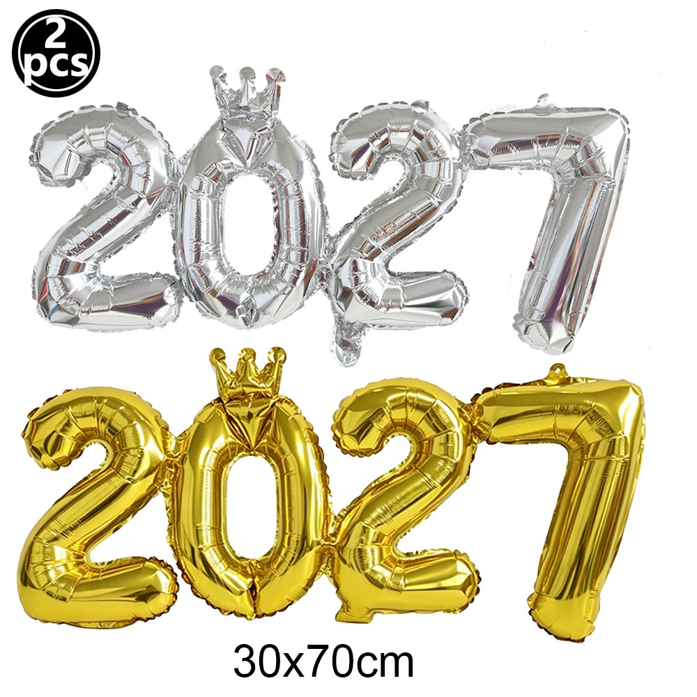 2027 New Year Foil Balloon Set – Gold, Silver & Champagne Party Foil Balloons Babs Clear As pictures show