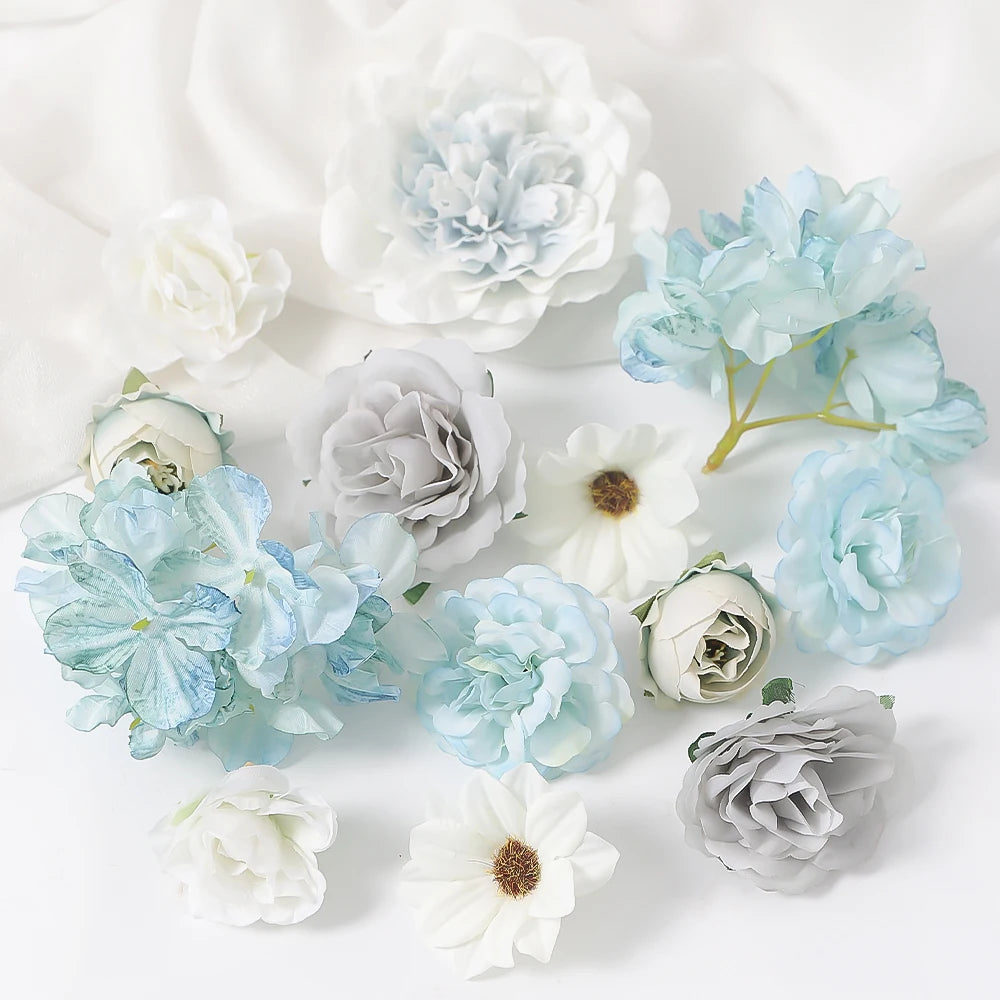 13Pcs Mini Silk Artificial Flowers – Wedding & Home Décor Artificial Silk Flowers Babs Blue 13Pcs