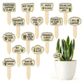15 Wooden Plant Labels with Slogans – T-Shaped Garden Markers Garden Plant Markers Babs Green One Size