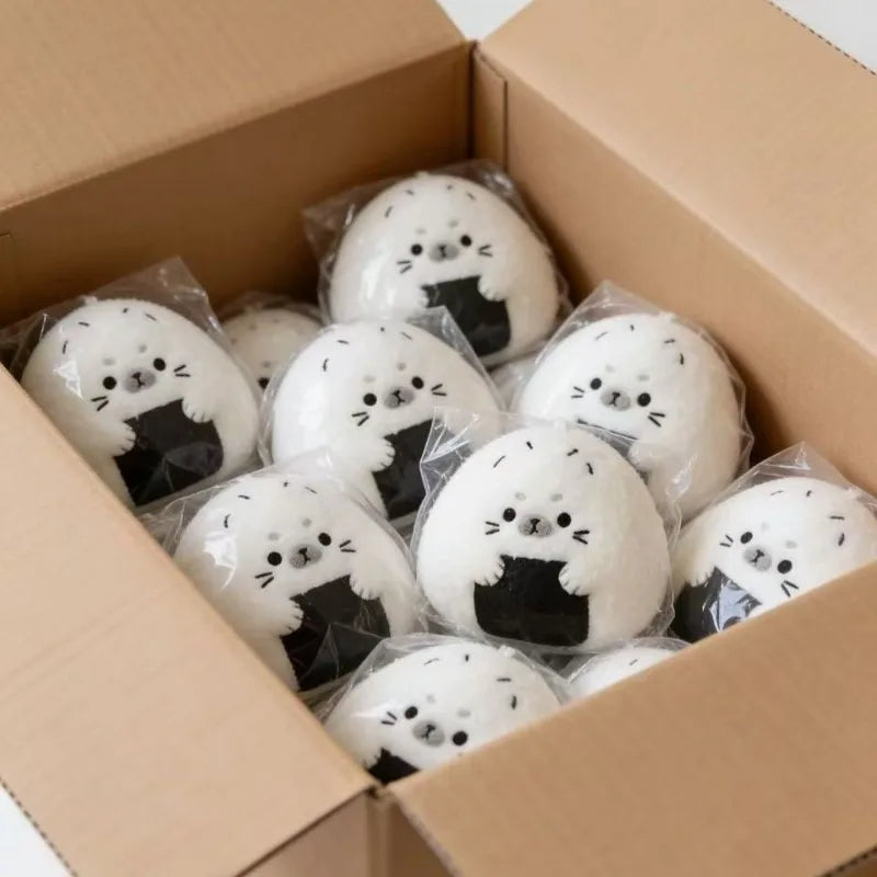 Cute Rice Ball Seal Plush Keychain Pendant | Kawaii Bag Charm Plush Keychain Pendant Babs