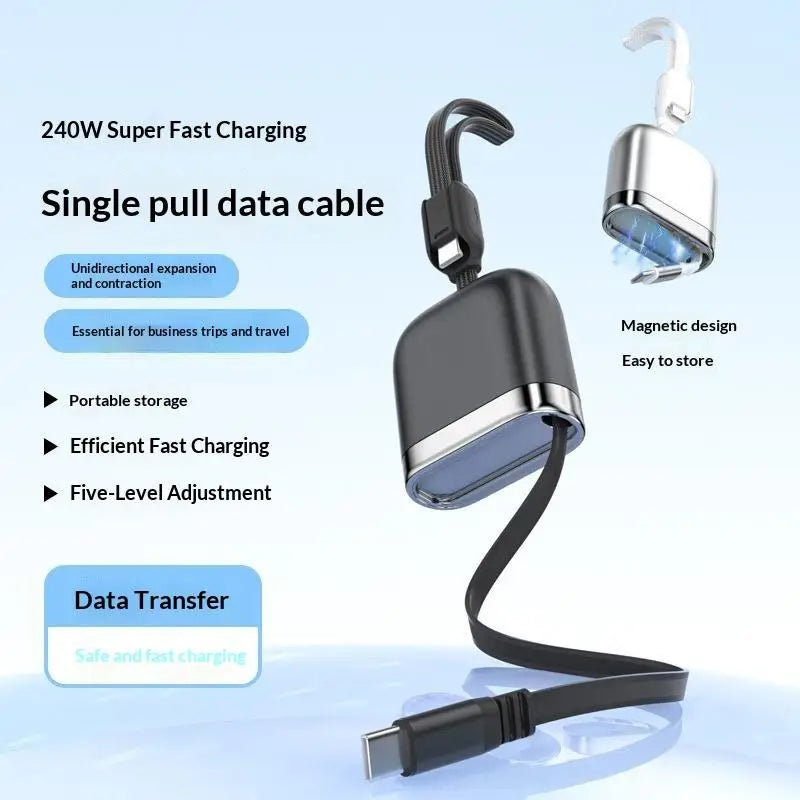 240W USB-C Retractable Fast Charge Cable – Magnetic Storage USB-C Charging Cable Babs