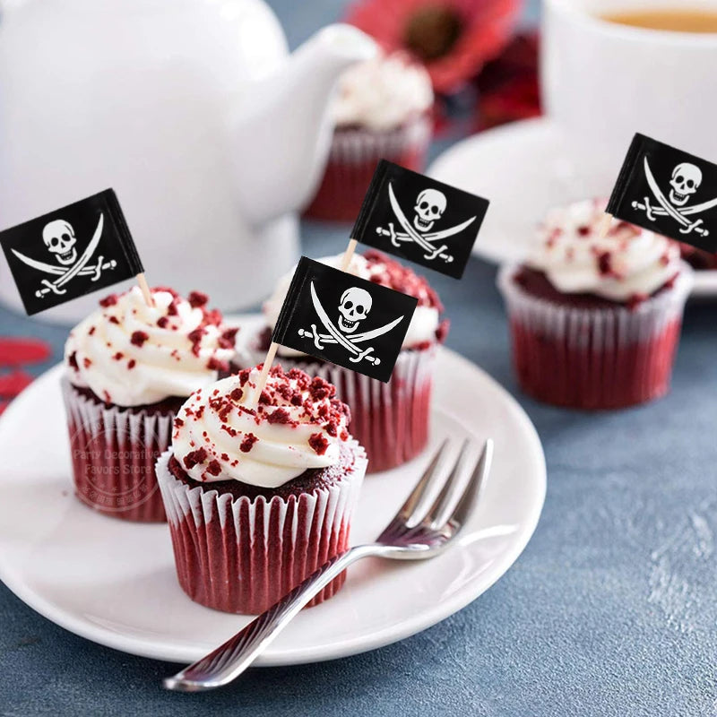 Pirate Flag Cupcake Toppers & Party Toothpick Picks Party Cupcake Toppers Babs