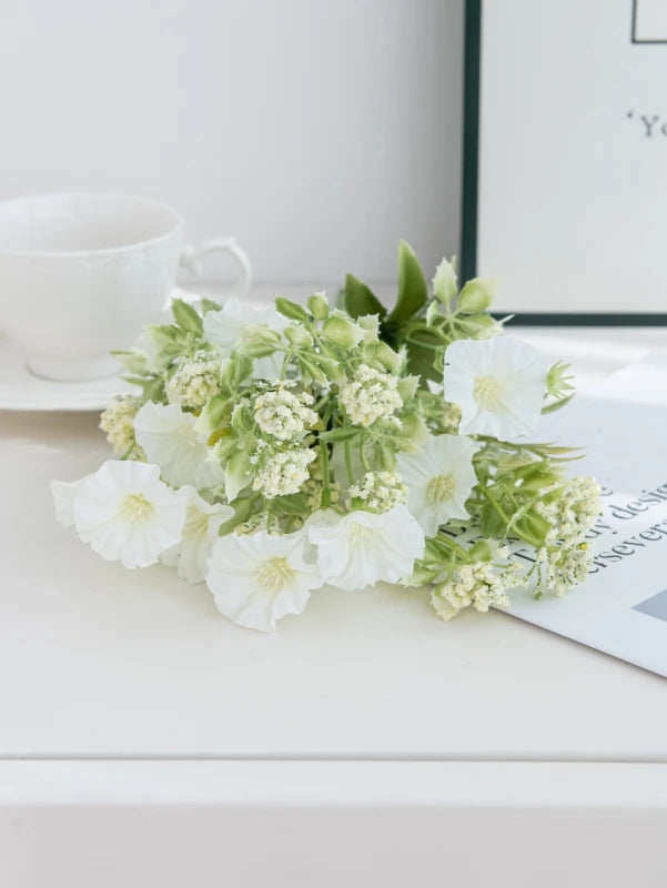 Silk Artificial Morning Glory Flowers – Wedding & Home Décor Artificial Flower Bouquet Babs Beige 1 PC