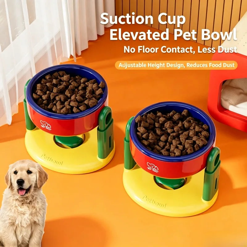 Adjustable Elevated Pet Bowl – Anti-Tip Raised Dog Cat Feeder Elevated Pet Bowl Babs