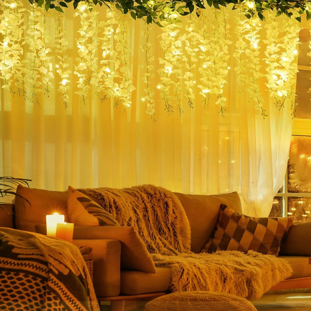 2M LED Artificial Leaf Flower Rattan Garland – Home & Party LED Decorative Garland Babs