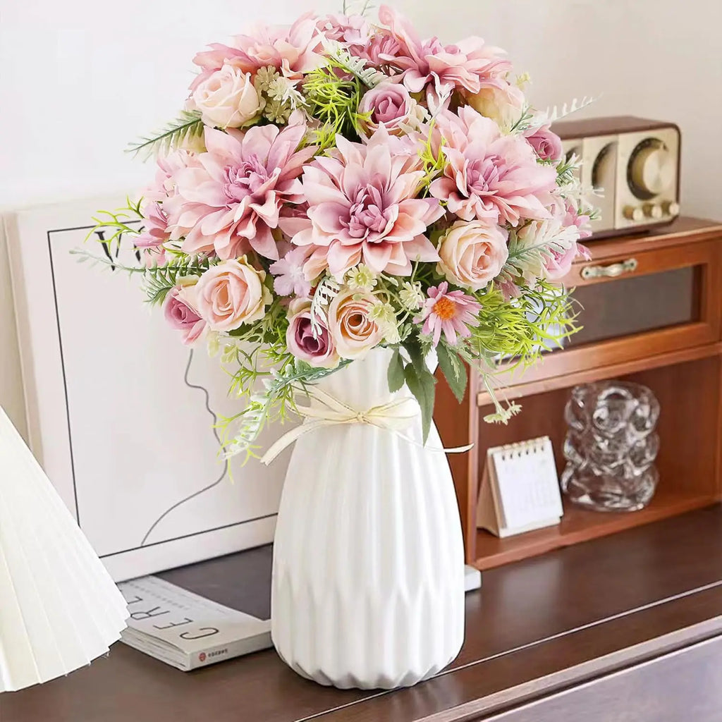 Artificial Silk Rose Dahlia Bouquet – Wedding & Home Décor Artificial Flower Bouquet Babs