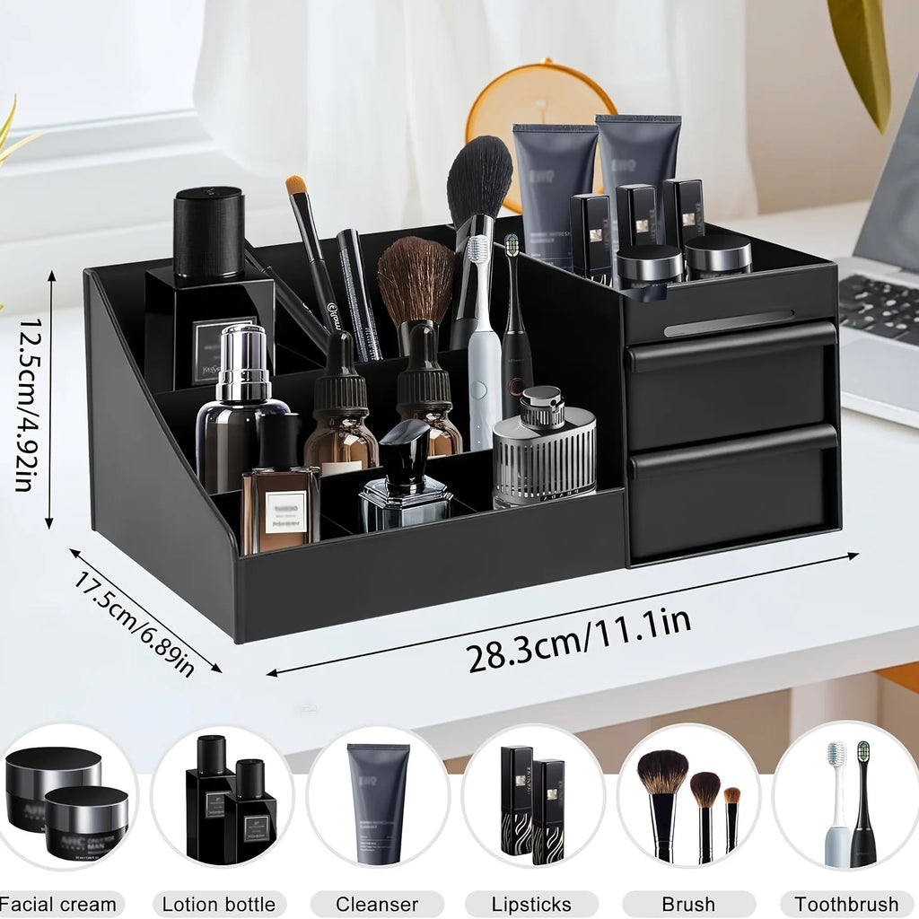 Perfume & Cosmetic Storage Box with Drawers | Organizer Rack Cosmetic Organizer Box Babs black