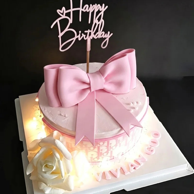 Pink Bow Cake Toppers EVA Foam Bowknot Party Decorations Cake Topper Decoration Babs