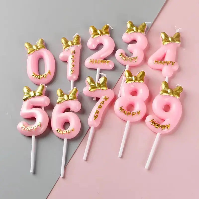 Pink Number Cake Topper Candles 0–9 | Girls Birthday Party Birthday Cake Candles Babs