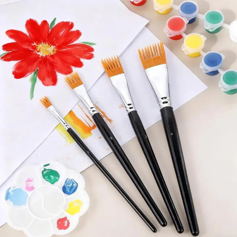 4Pcs Serrated Paintbrush Set – Watercolor, Oil & Acrylic Art Art Paintbrush Set Babs