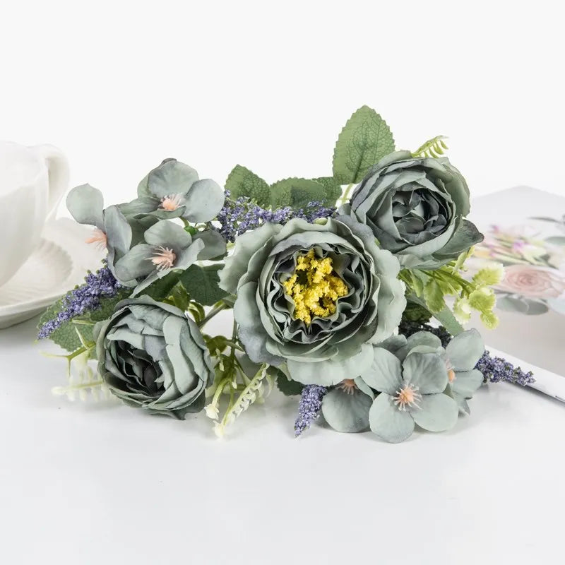 Silk Peony Hydrangea Artificial Flowers – Wedding & Home Decor Artificial Flowers Babs (green) 1 pc