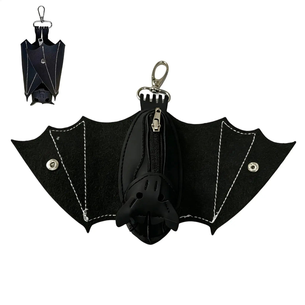 Gothic Bat Coin Purse PU Leather Keychain with Foldable Wings Gothic Coin Purse Babs