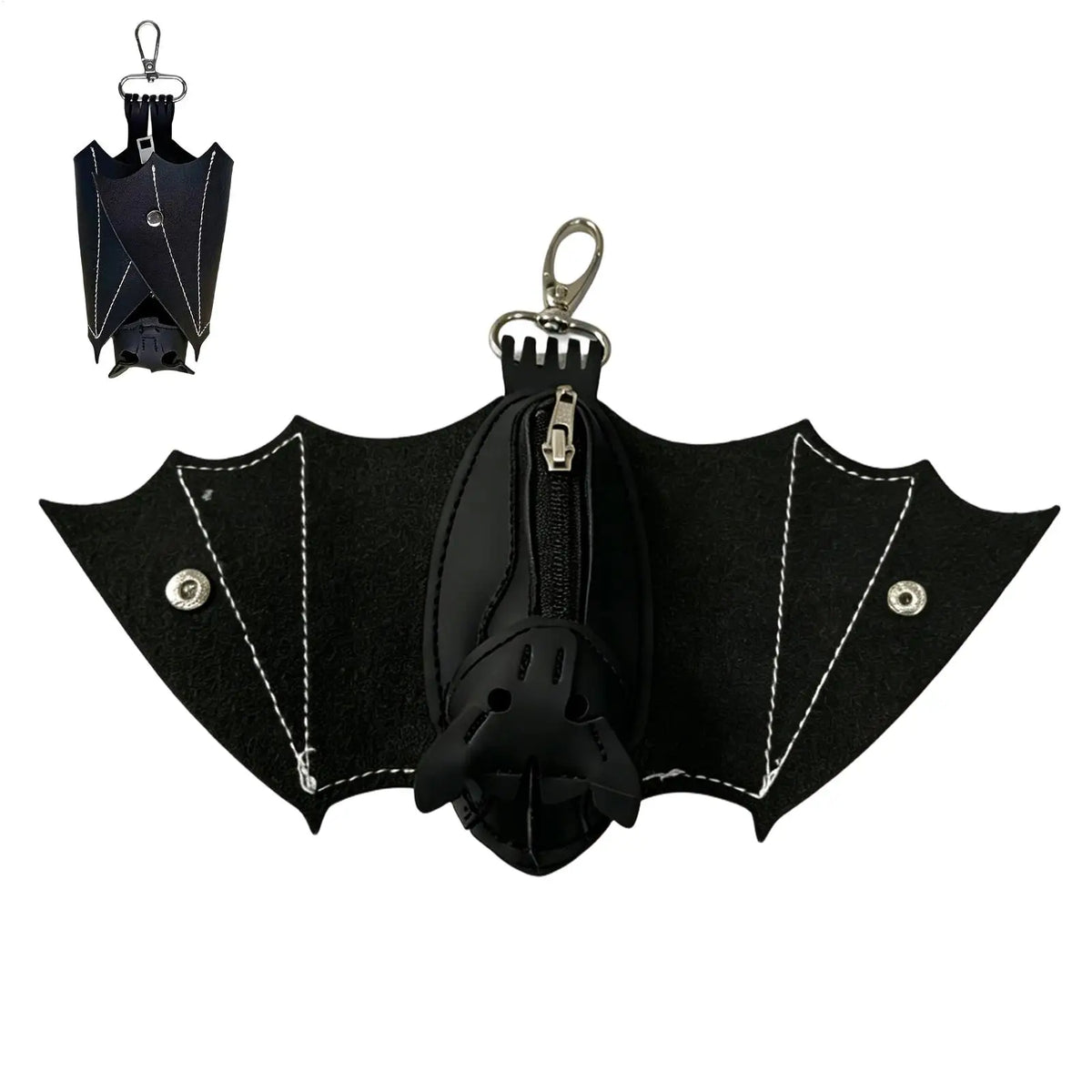 Gothic Bat Coin Purse PU Leather Keychain with Foldable Wings Gothic Coin Purse Babs