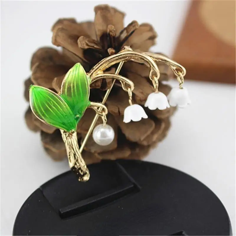 Lily of the Valley Plant Brooch – Vintage Floral Pin for Women Fashion Brooch Pin Babs