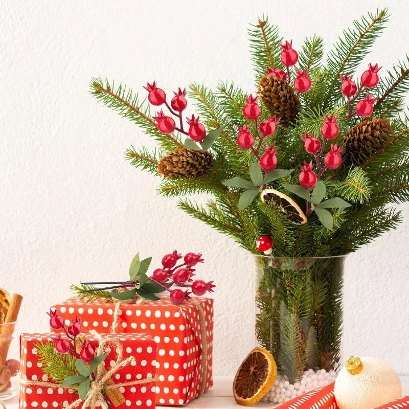 10 Pcs Foam Red Berry Bouquet – Christmas Artificial Flowers Artificial Flower Stems Babs