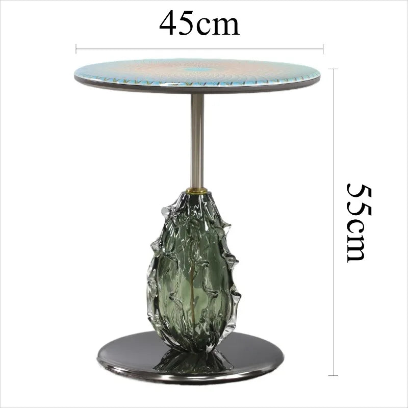 Modern Round Coffee Table | Microcrystalline Stone & Metal Frame Round Coffee Table Babs 45X45X55CM