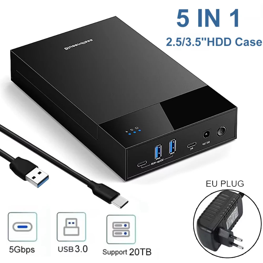 USB 3.0 External HDD Enclosure 2.5/3.5" SATA SSD Hard Drive Hard Drive Enclosure Babs Grey